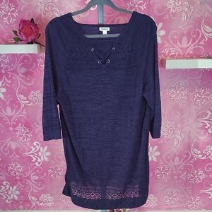 Westport Purple Knit Top with Lace-Up Detail